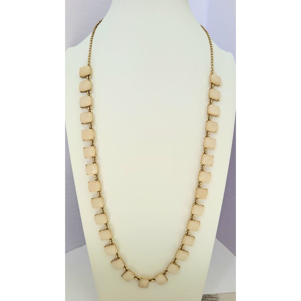 Signed Banana Republic Beachy Gold Ivory Color Faceted Stone Necklace